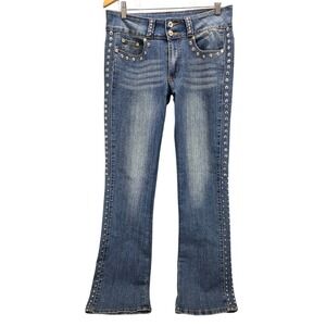 Impressions Y2K Jeans Flared Bedazzled Studs Junior Women's Mall 2000s 9